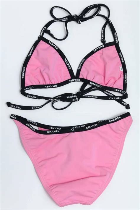 pink bikini with Chanel logo